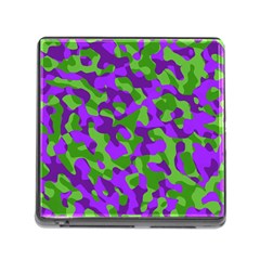 Purple And Green Camouflage Memory Card Reader (square 5 Slot) by SpinnyChairDesigns