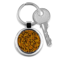 Brown And Orange Camouflage Key Chain (round) by SpinnyChairDesigns
