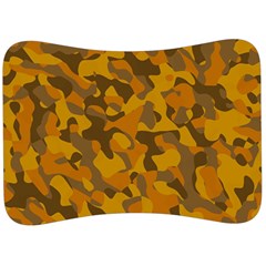 Brown And Orange Camouflage Velour Seat Head Rest Cushion by SpinnyChairDesigns