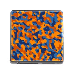 Blue And Orange Camouflage Pattern Memory Card Reader (square 5 Slot) by SpinnyChairDesigns