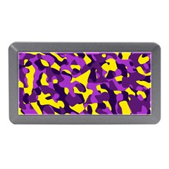 Purple And Yellow Camouflage Pattern Memory Card Reader (mini) by SpinnyChairDesigns
