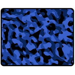 Black And Blue Camouflage Pattern Fleece Blanket (medium)  by SpinnyChairDesigns