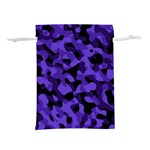 Purple Black Camouflage Pattern Lightweight Drawstring Pouch (L) Front