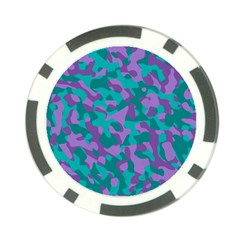 Purple And Teal Camouflage Pattern Poker Chip Card Guard by SpinnyChairDesigns