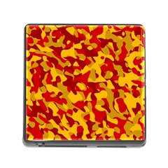 Red And Yellow Camouflage Pattern Memory Card Reader (square 5 Slot) by SpinnyChairDesigns