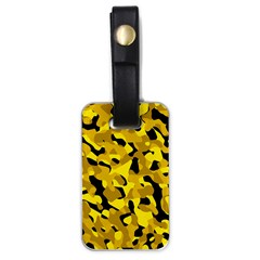 Black And Yellow Camouflage Pattern Luggage Tag (one Side) by SpinnyChairDesigns