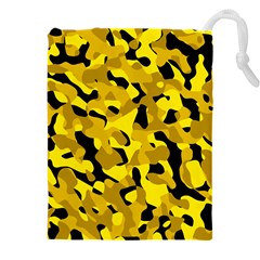 Black And Yellow Camouflage Pattern Drawstring Pouch (5xl) by SpinnyChairDesigns