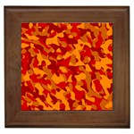 Red and Orange Camouflage Pattern Framed Tile Front
