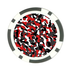 Black Red White Camouflage Pattern Poker Chip Card Guard by SpinnyChairDesigns