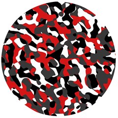 Black Red White Camouflage Pattern Wooden Bottle Opener (round) by SpinnyChairDesigns