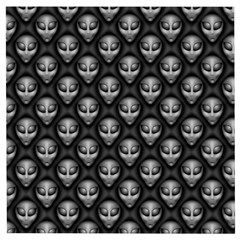 Grey Aliens Extraterrestrials Ufo Faces Wooden Puzzle Square by SpinnyChairDesigns