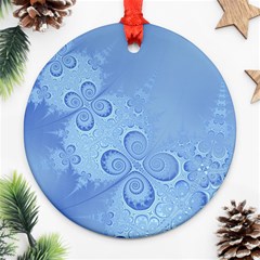 Light Blue Intricate Swirls Pattern Ornament (round) by SpinnyChairDesigns