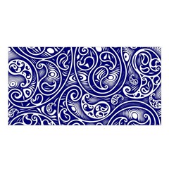 Blue White Paisley Intricate Swirls Satin Shawl by SpinnyChairDesigns