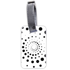 Abstract Black And White Polka Dots Luggage Tag (two Sides) by SpinnyChairDesigns