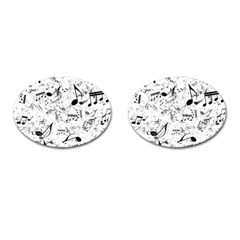 Black And White Music Notes Cufflinks (oval) by SpinnyChairDesigns