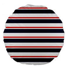 Red With Blue Stripes Large 18  Premium Flano Round Cushions by tmsartbazaar