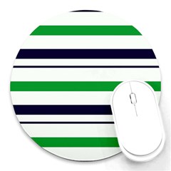 Green With Blue Stripes Round Mousepads by tmsartbazaar