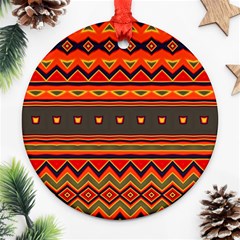 Boho Orange Tribal Pattern Ornament (round) by SpinnyChairDesigns