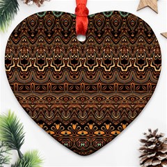 Boho Brown Gold Ornament (heart) by SpinnyChairDesigns