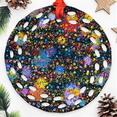 Abstract Paint Splatters Round Filigree Ornament (two Sides) by SpinnyChairDesigns