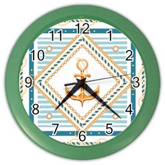 Chain Pattern Blue 6 Color Wall Clock by designsbymallika