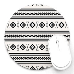 Black And White Aztec Round Mousepads by tmsartbazaar