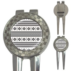 Black And White Aztec 3-in-1 Golf Divots by tmsartbazaar