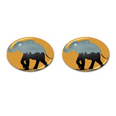 Illustrations Sketch Elephant Wallpaper Cufflinks (oval) by HermanTelo