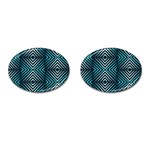 Blue Motif Design Cufflinks (Oval) Front(Pair)