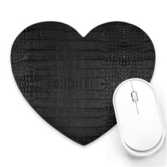 Black Alligator Skin Heart Mousepads by LoolyElzayat