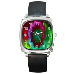 Rainbow Waves Square Metal Watch by Sparkle