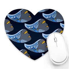 Queen Fish Doodle Art Heart Mousepads by tmsartbazaar
