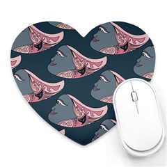 Doodle Queen Fish Pattern Heart Mousepads by tmsartbazaar