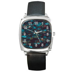 Realeafs Pattern Square Metal Watch by Sparkle