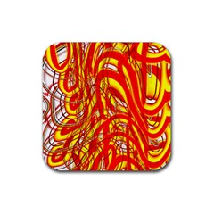 Fire On The Sun Rubber Coaster (square)  by ScottFreeArt