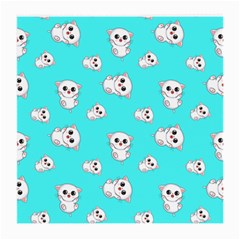 Azure Blue And Crazy Kitties Pattern, Cute Kittens, Cartoon Cats Theme Medium Glasses Cloth by Casemiro