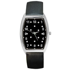 Black And White Baseball Motif Pattern Barrel Style Metal Watch by dflcprintsclothing