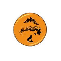 Happy Halloween Scary Funny Spooky Logo Witch On Broom Broomstick Spider Wolf Bat Black 8888 Black A Hat Clip Ball Marker (10 Pack) by HalloweenParty
