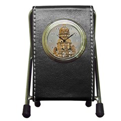 Salvo Palace Exterior View, Montevideo, Uruguay Pen Holder Desk Clock by dflcprintsclothing
