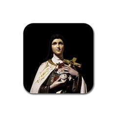 Virgin Mary Sculpture Dark Scene Rubber Square Coaster (4 Pack)  by dflcprintsclothing