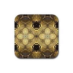 Black And Gold Rubber Coaster (square)  by Dazzleway