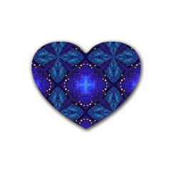 Blue Ornate Rubber Coaster (heart)  by Dazzleway