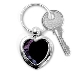 Floral Pink And Purple Moon Key Chain (heart) by Dazzleway