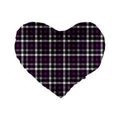 Asexual Pride Checkered Plaid Standard 16  Premium Heart Shape Cushions by VernenInk