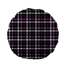 Asexual Pride Checkered Plaid Standard 15  Premium Flano Round Cushions by VernenInk