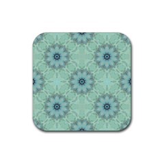 Mint Floral Pattern Rubber Coaster (square)  by Dazzleway