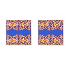 Yellow Red Shapes On A Blue Background                                                          Cufflinks (square) by LalyLauraFLM