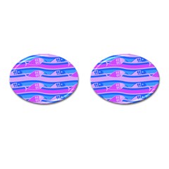 Fish Texture Blue Violet Module Cufflinks (oval) by HermanTelo