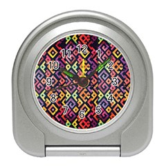 Square Pattern 2 Travel Alarm Clock by designsbymallika