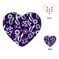 Floral Blue Pattern  Playing Cards Single Design (heart) by MintanArt